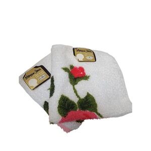 Vintage Morgan-Jones Rose Washcloth Set of 2 Pink Red Floral 100% Cotton USA